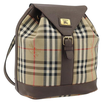 Burberrys Nova Check Backpack Canvas Beige Gold Auth ep13145