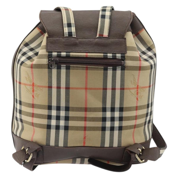 Burberrys Nova Check Backpack Canvas Beige Gold Auth ep13145