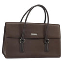 BURBERRY Hand Bag Leather Brown Silver Auth ep13146-1