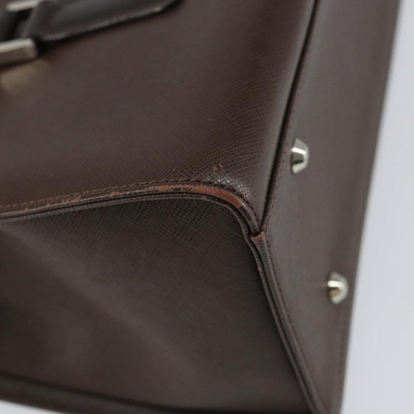BURBERRY Hand Bag Leather Brown Silver Auth ep13146