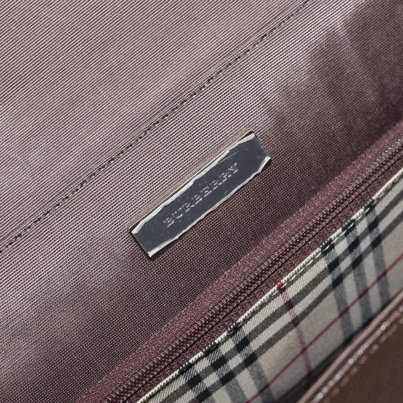 BURBERRY Hand Bag Leather Brown Silver Auth ep13146