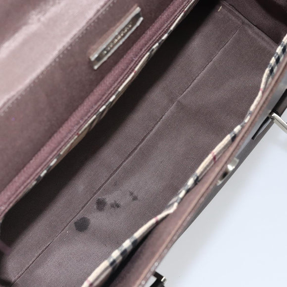 BURBERRY Hand Bag Leather Brown Silver Auth ep13146