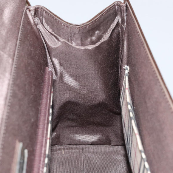 BURBERRY Hand Bag Leather Brown Silver Auth ep13146