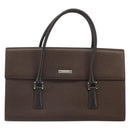 BURBERRY Hand Bag Leather Brown Silver Auth ep13146-13