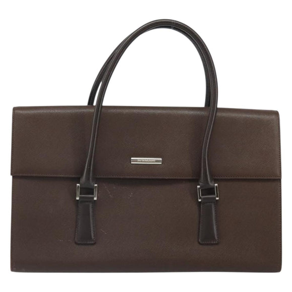 BURBERRY Hand Bag Leather Brown Silver Auth ep13146