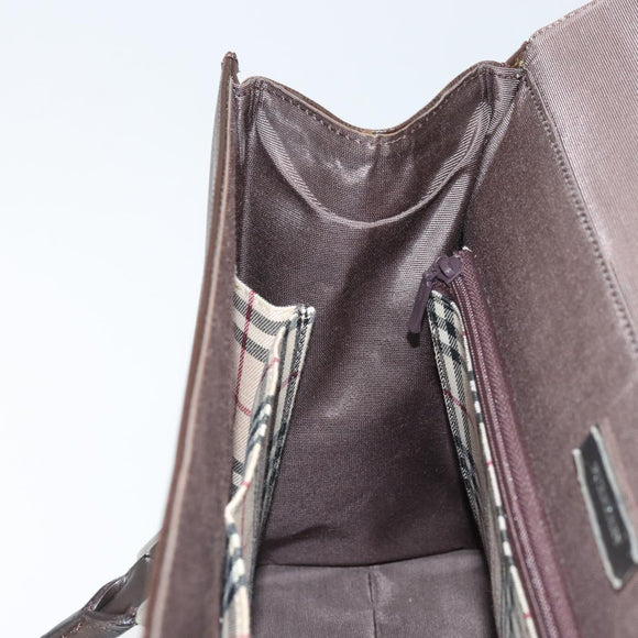 BURBERRY Hand Bag Leather Brown Silver Auth ep13146