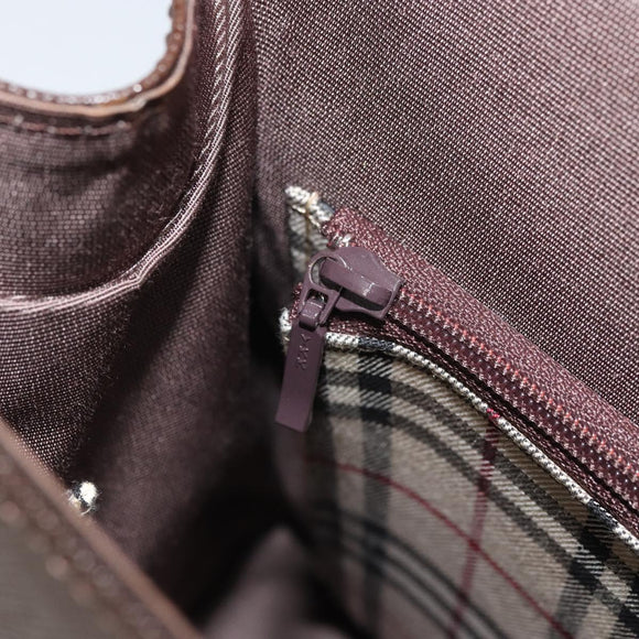 BURBERRY Hand Bag Leather Brown Silver Auth ep13146