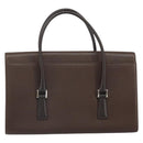 BURBERRY Hand Bag Leather Brown Silver Auth ep13146-2