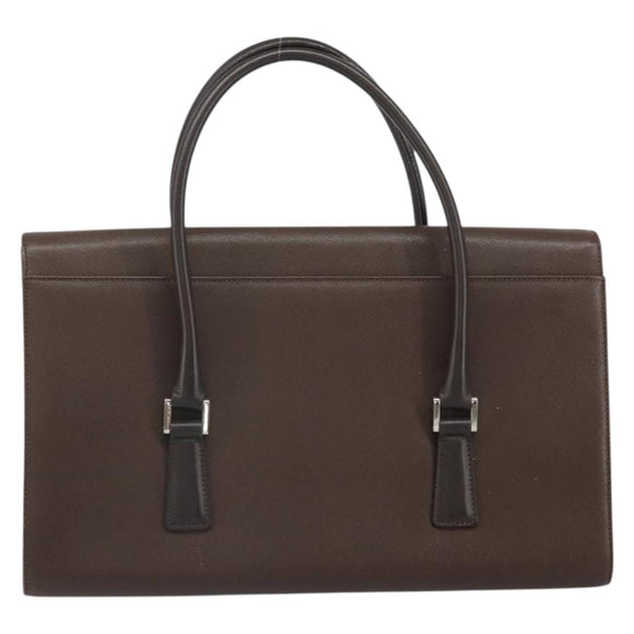 BURBERRY Hand Bag Leather Brown Silver Auth ep13146