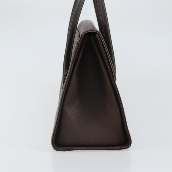 BURBERRY Hand Bag Leather Brown Silver Auth ep13146