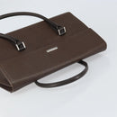 BURBERRY Hand Bag Leather Brown Silver Auth ep13146-6