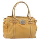 Christian Dior Hand Bag Leather Beige Silver Auth ep13147-1