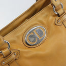Christian Dior Hand Bag Leather Beige Silver Auth ep13147-17