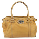 Christian Dior Hand Bag Leather Beige Silver Auth ep13147-13