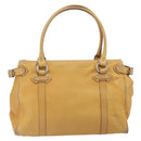 Christian Dior Hand Bag Leather Beige Silver Auth ep13147-2
