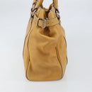 Christian Dior Hand Bag Leather Beige Silver Auth ep13147-3