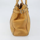 Christian Dior Hand Bag Leather Beige Silver Auth ep13147-4