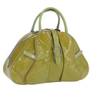Christian Dior Hand Bag Patent leather Green Silver Auth ep13160-1