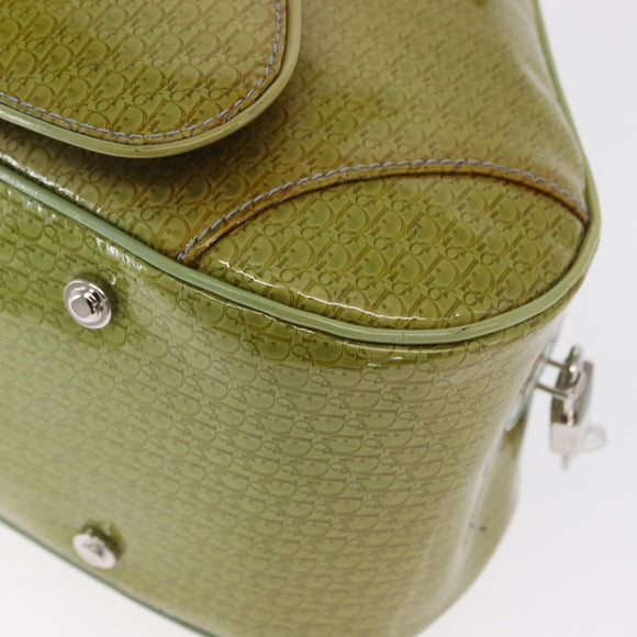 Christian Dior Hand Bag Patent leather Green Silver Auth ep13160