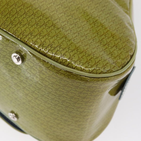 Christian Dior Hand Bag Patent leather Green Silver Auth ep13160