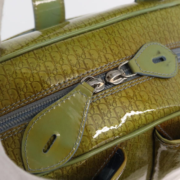 Christian Dior Hand Bag Patent leather Green Silver Auth ep13160