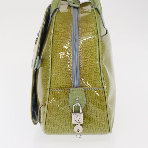 Christian Dior Hand Bag Patent leather Green Silver Auth ep13160