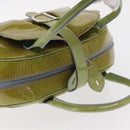 Christian Dior Hand Bag Patent leather Green Silver Auth ep13160-6