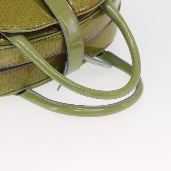 Christian Dior Hand Bag Patent leather Green Silver Auth ep13160