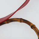 GUCCI Bamboo Hand Bag Suede 2way Red Gold Auth ep13161-9