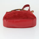 GUCCI Bamboo Hand Bag Suede 2way Red Gold Auth ep13161-5