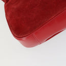 GUCCI Bamboo Hand Bag Suede 2way Red Gold Auth ep13161-15