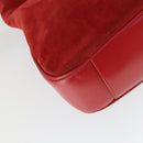 GUCCI Bamboo Hand Bag Suede 2way Red Gold Auth ep13161-17