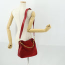 GUCCI Bamboo Hand Bag Suede 2way Red Gold Auth ep13161-23
