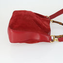 GUCCI Bamboo Hand Bag Suede 2way Red Gold Auth ep13161-3
