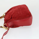 GUCCI Bamboo Hand Bag Suede 2way Red Gold Auth ep13161-4