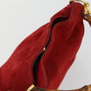GUCCI Bamboo Hand Bag Suede 2way Red Gold Auth ep13161-6