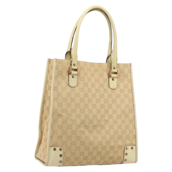 GUCCI GG Canvas Tote Bag Beige Gold 124261 Auth ep13162