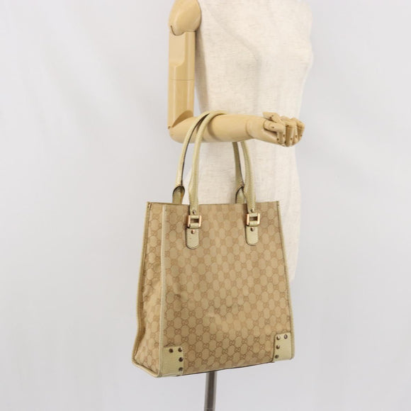 GUCCI GG Canvas Tote Bag Beige Gold 124261 Auth ep13162