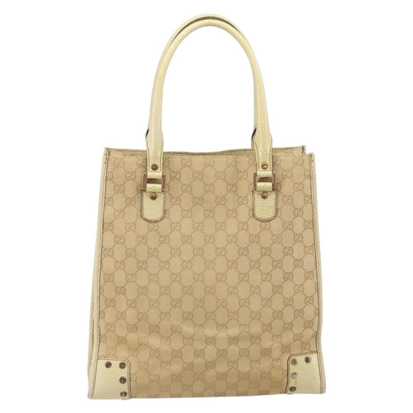 GUCCI GG Canvas Tote Bag Beige Gold 124261 Auth ep13162