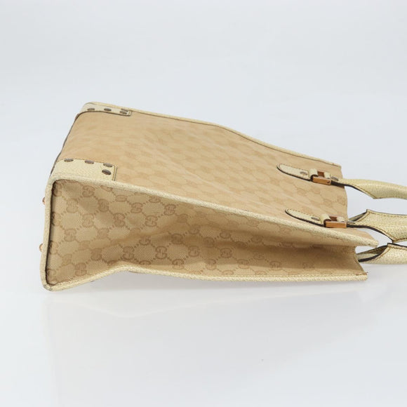 GUCCI GG Canvas Tote Bag Beige Gold 124261 Auth ep13162