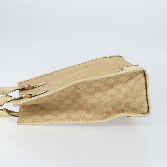 GUCCI GG Canvas Tote Bag Beige Gold 124261 Auth ep13162
