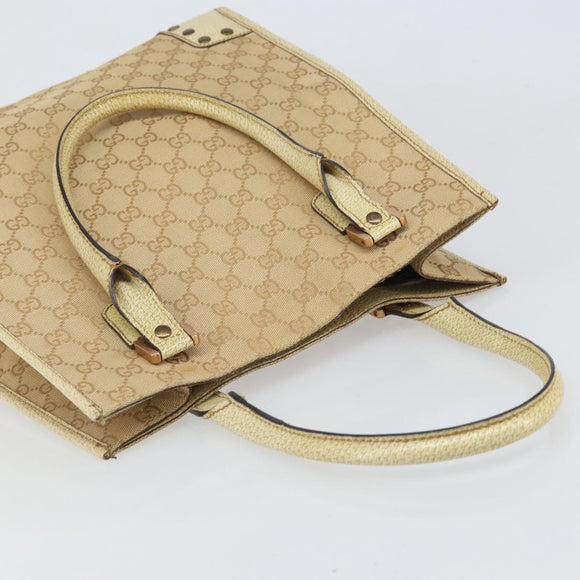 GUCCI GG Canvas Tote Bag Beige Gold 124261 Auth ep13162