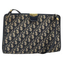 Christian Dior Trotter Canvas Shoulder Bag Navy Gold Auth ep13166-1