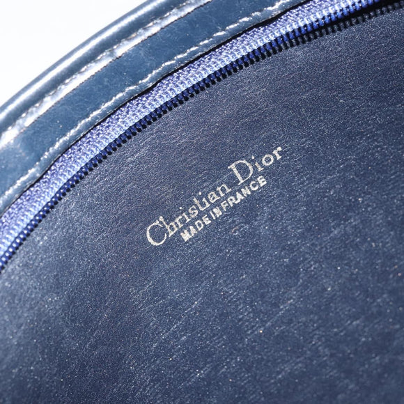Christian Dior Trotter Canvas Shoulder Bag Navy Gold Auth ep13166