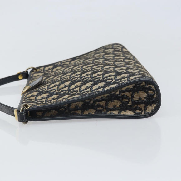 Christian Dior Trotter Canvas Shoulder Bag Navy Gold Auth ep13166