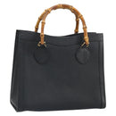 GUCCI Bamboo Hand Bag Leather Black Gold 002 1186 0260 Auth ep13167-1