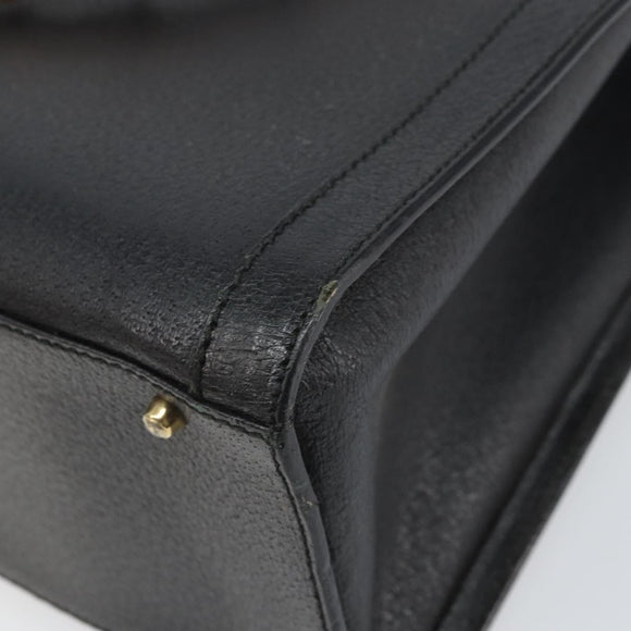 GUCCI Bamboo Hand Bag Leather Black Gold 002 1186 0260 Auth ep13167