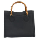 GUCCI Bamboo Hand Bag Leather Black Gold 002 1186 0260 Auth ep13167-13