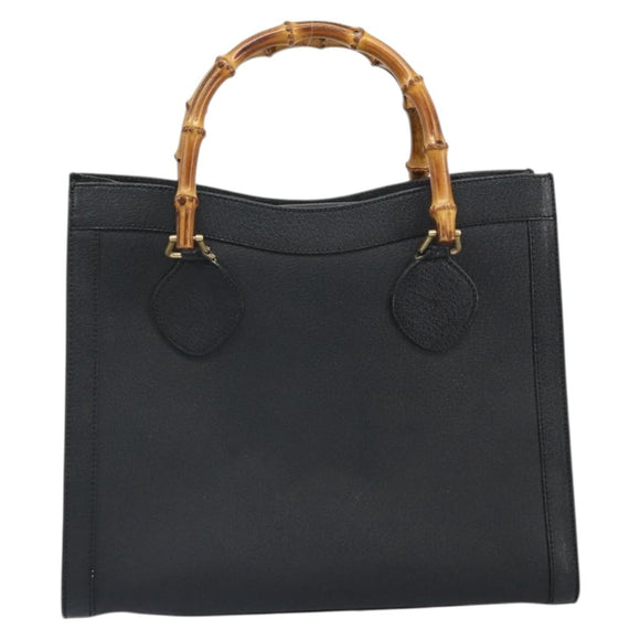 GUCCI Bamboo Hand Bag Leather Black Gold 002 1186 0260 Auth ep13167