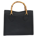 GUCCI Bamboo Hand Bag Leather Black Gold 002 1186 0260 Auth ep13167-2